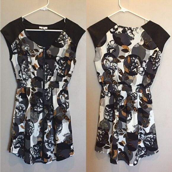 BAR III Floral Zip Front Mini Dress M - Picture 2 of 12